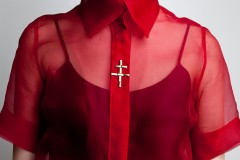 Amanda deLeon - Sheer Red Dress Shirt